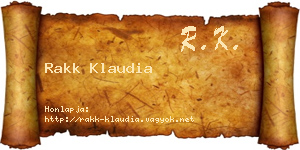 Rakk Klaudia névjegykártya